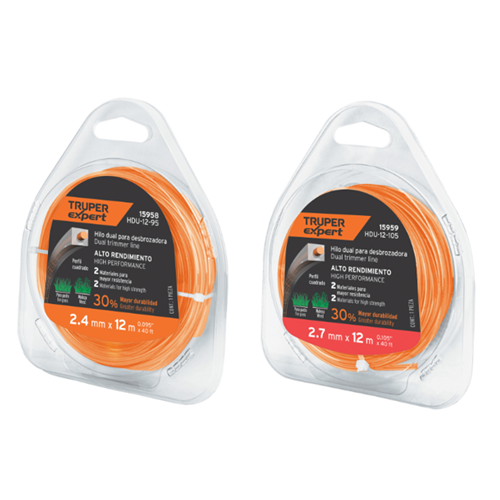 NYLON PARA DESBROZADORA CUADRADO DUAL (2,4 Y 2,7 MM) 12 M