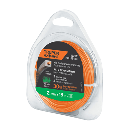 NYLON PARA DESBROZADORA CUADRADO DUAL (2 MM) 15 M